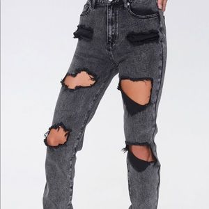 Black distressed denim